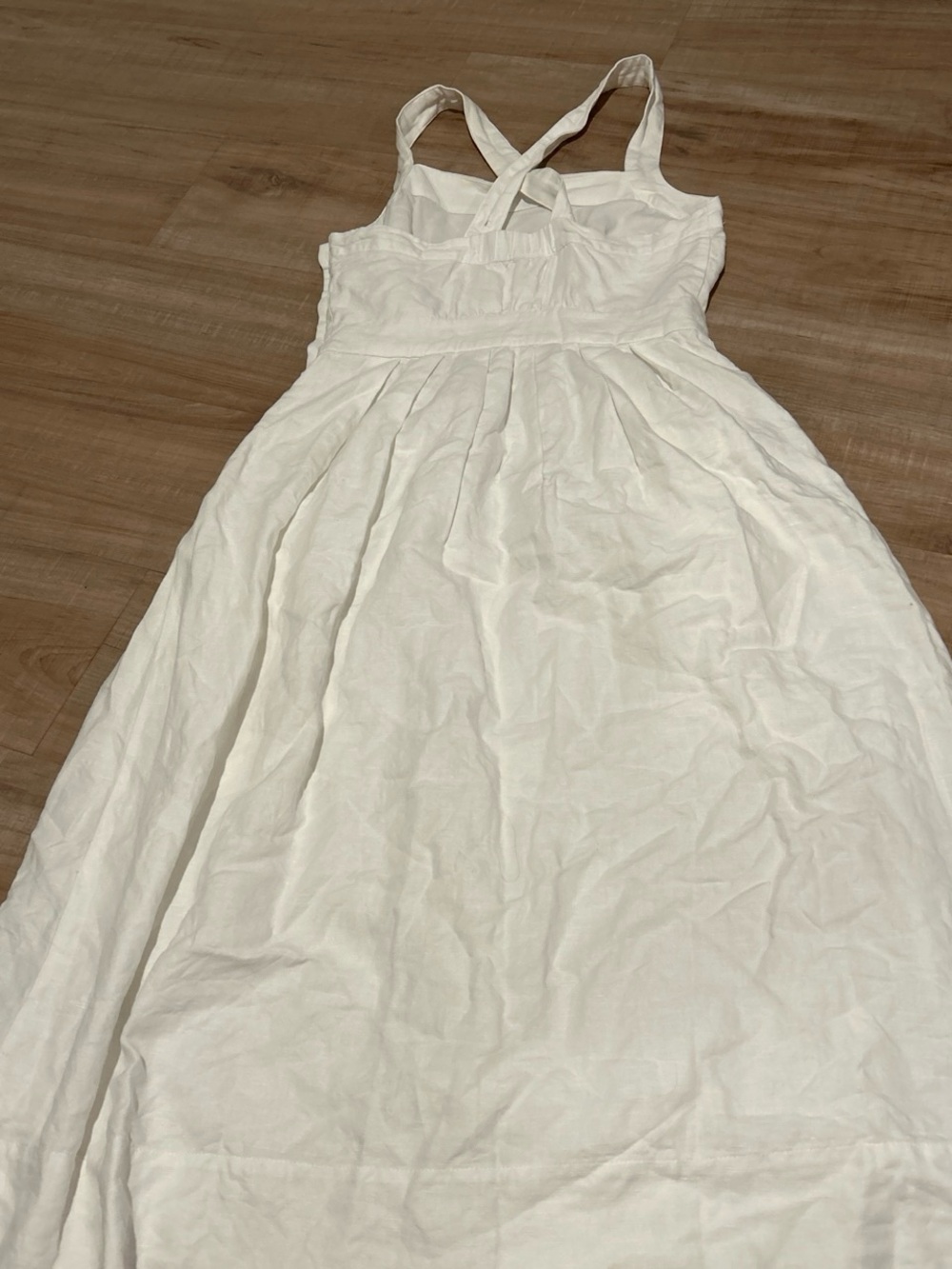 GAP White Linen Halter Midi Dress with Side Buttons - Picture 3 of 4